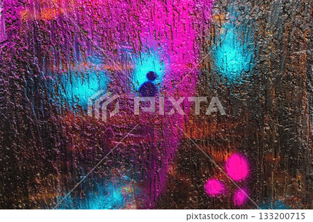 Neon Pink and Blue Textured Abstract Art with Holographic Glow for 90s, Y2K Style 133200715