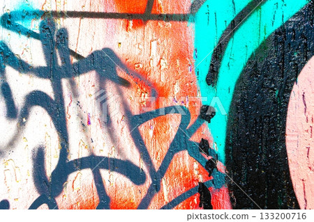 Urban Graffiti Art with Vibrant Colors and 90s Grunge Aesthetic 133200716