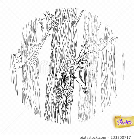 Adorable horse head illustration with a playful expression and flowing mane. This vector line art is simple, charming, and full of character. Ideal for children  themes, prints, and animal designs 133200717