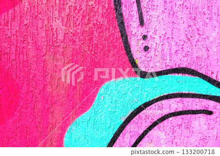 Vibrant Graffiti Texture in Bold Pink, Aqua, Black for 90s, Y2K Urban Art 133200718