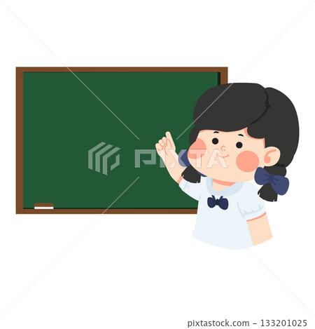 Illustration of Student Pointing at Blackboard 133201025