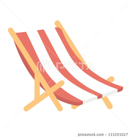 Illustration of a Beach Chair with Stripes 133201027