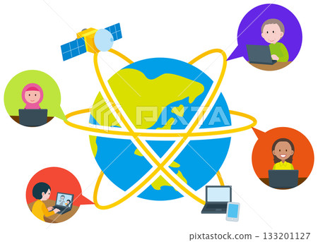SDGs 9: Bringing the Internet to the World Illustrations of people connected online SDGs 9: Bringing the Internet to the World Illustrations of people connected online 133201127