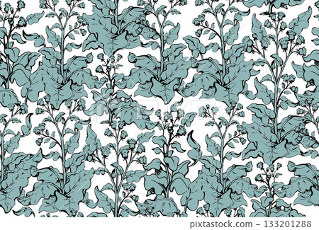 Big blooming burdock. Vector drawing pattern 133201288