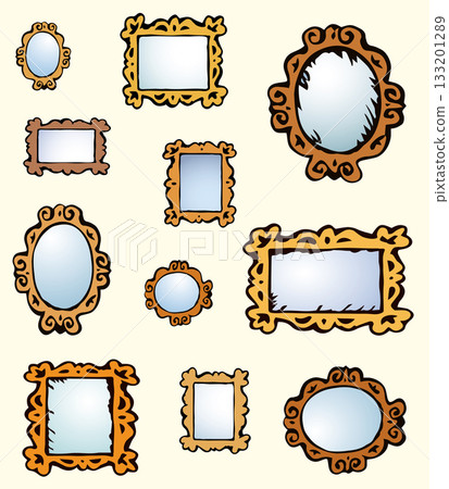 Framed mirrors. Vector drawing pattern Framed mirrors. Vector drawing pattern 133201289