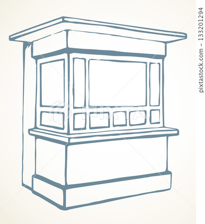 Shop stall. Vector drawing kiosk Shop stall. Vector drawing kiosk 133201294