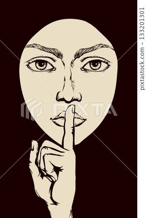 The finger shows quietly. Vector drawing 133201301