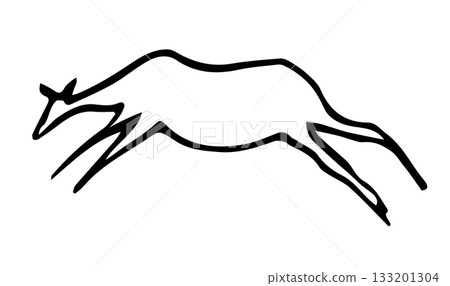 Primitive rock painting. Vector drawing 133201304