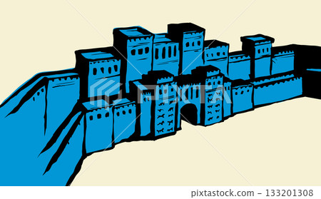 Babylonian Gate. Vector drawing scene 133201308