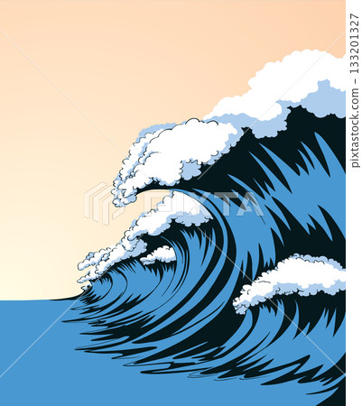 A big wave. Vector tsunami drawing A big wave. Vector tsunami drawing 133201327