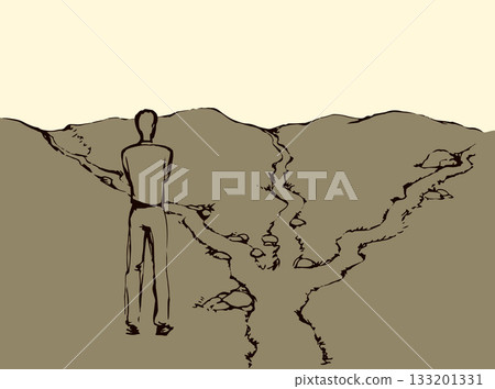 Man at the crossroads. Vector drawing 133201331