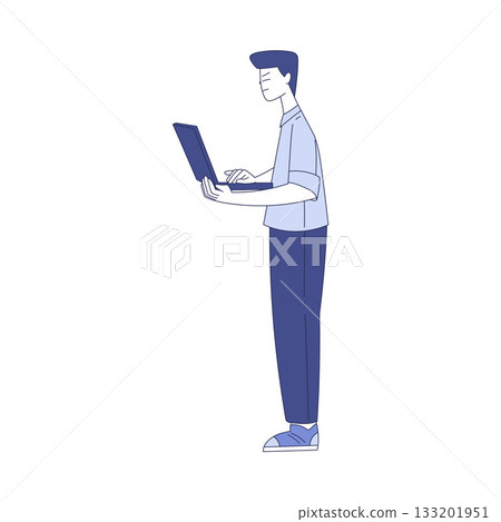 Programming with Man Character Working on Web Application Development Vector Illustration Programming with Man Character Working on Web Application Development Vector Illustration 133201951