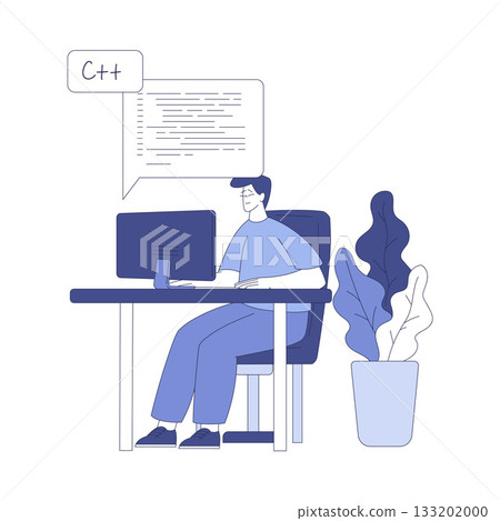 Programming with Man Character Working on Web Application Development Vector Illustration Programming with Man Character Working on Web Application Development Vector Illustration 133202000