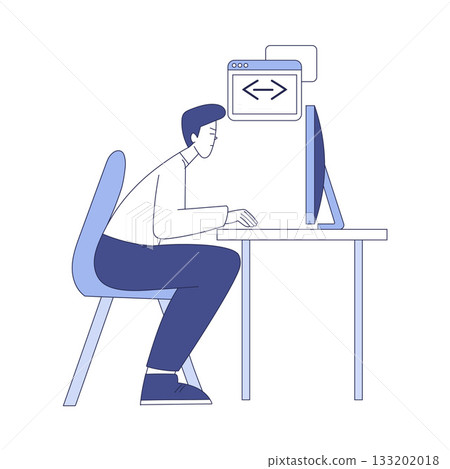 Programming with Man Character Working on Web Application Development Vector Illustration Programming with Man Character Working on Web Application Development Vector Illustration 133202018