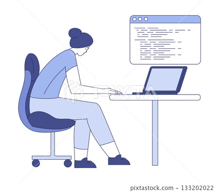 Programming with Man Character Working on Web Application Development Vector Illustration Programming with Man Character Working on Web Application Development Vector Illustration 133202022