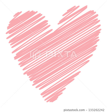 Pink heart illustration with hand-drawn strokes 133202242