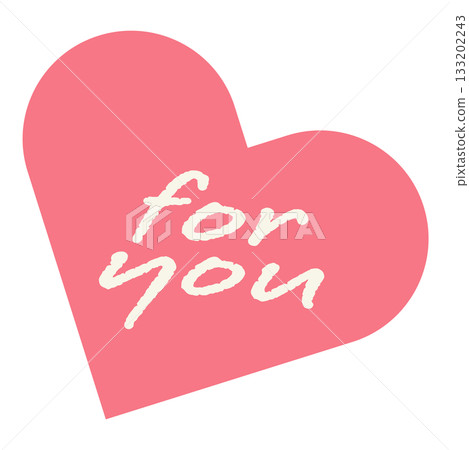 Illustration of a pink heart tag with "for you" 133202243