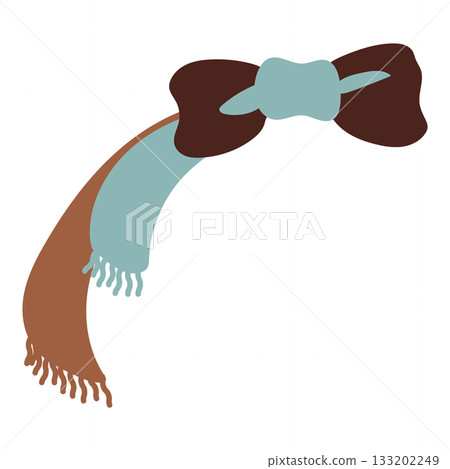 圖示為一條帶有大絲帶的雙色圍巾。 133202249