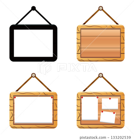 Hanging sign frame icon set 133202539