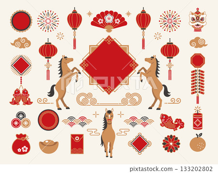 2026 Chinese New Year Horse Year Chinese style frame and decoration 133202802