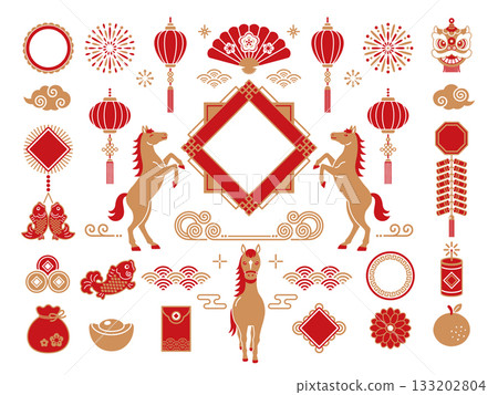2026 Chinese New Year Horse Year Chinese style frame and decoration 133202804