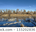 Riverside landscape in early winter 133202836