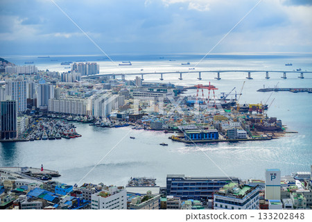 Cityscape of Busan Metropolitan City and Busan harbor in Busan, South Korea Cityscape of Busan Metropolitan City and Busan harbor in Busan, South Korea 133202848