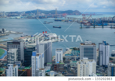 Cityscape of Busan Metropolitan City and Busan harbor in Busan, South Korea Cityscape of Busan Metropolitan City and Busan harbor in Busan, South Korea 133202863