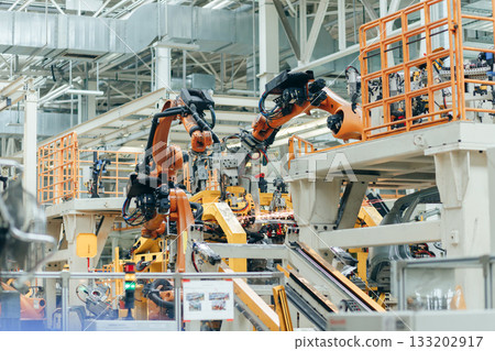 Advanced Orange Industrial Robot Arms Vehicle Factory Advanced Orange Industrial Robot Arms Vehicle Factory 133202917