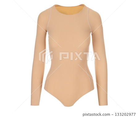 Womens nude long sleeve bodysuit front view Womens nude long sleeve bodysuit front view 133202977