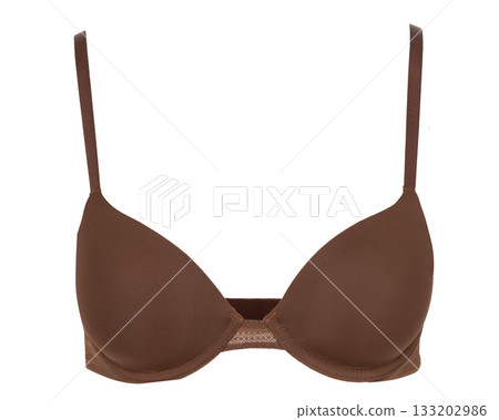 Simple Smooth Brown Bra Isolated Front View Simple Smooth Brown Bra Isolated Front View 133202986