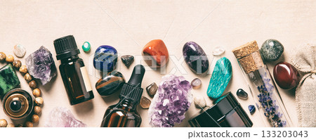 Spiritual Collection of Healing Crystals and Herbs for Wellness Spiritual Collection of Healing Crystals and Herbs for Wellness 133203043