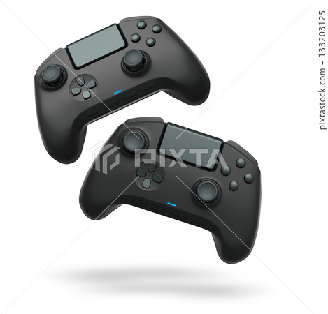 Wireless gaming controllers flying in air isolated on white background, symbolizing gaming technology concept Wireless gaming controllers flying in air isolated on white background, symbolizing gaming technology concept 133203125