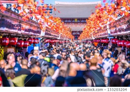 Tokyo cityscape in Japan: Inbound tourism continues... It's like a foreign country... Sensoji Temple bustling with foreign tourists = November 17th 133203204