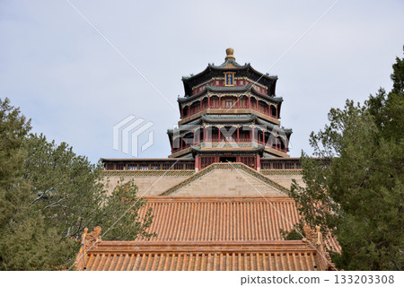 Tower of Buddhist Incense (Foxiangge) on the Longevity Hill of The Summer Palace in Beijing, China Tower of Buddhist Incense (Foxiangge) on the Longevity Hill of The Summer Palace in Beijing, China 133203308