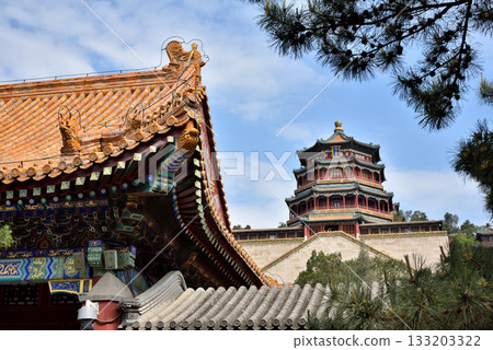 Tower of Buddhist Incense (Foxiangge) on the Longevity Hill of The Summer Palace in Beijing, China Tower of Buddhist Incense (Foxiangge) on the Longevity Hill of The Summer Palace in Beijing, China 133203322