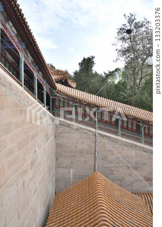 Stairway leading up to the Tower of Buddhist Incense (Foxiangge) on the Longevity Hill of The Summer Palace in Beijing, China 133203376