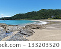 宮崎縣延岡市下麻莊海灘的白色沙灘和藍色海水 133203520