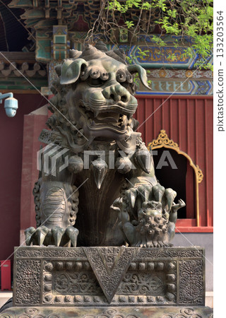 Dragon bronze statue in Yonghe Temple of Tibetan Buddhism in Dongcheng District in Beijing, China 133203564