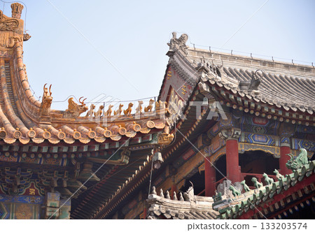 Ornate architecture of the Yonghe Temple of Tibetan Buddhism in Dongcheng District in Beijing, China 133203574