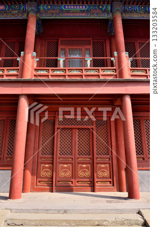 Ornate architecture of the Yonghe Temple of Tibetan Buddhism in Dongcheng District in Beijing, China 133203584