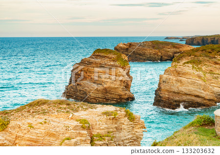 Cathedrals Beach in Galicia Spain. 133203632