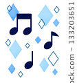 Sparkling blue diamond mood and musical note illustration 133203651