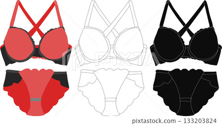Underwear illustration set Underwear illustration set 133203824