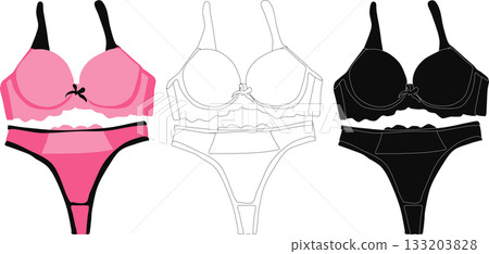 Underwear illustration set Underwear illustration set 133203828