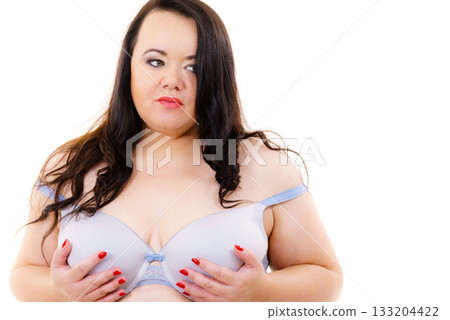 Big woman wearing bra 133204422