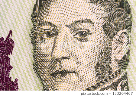 Jose de San Martin a closeup portrait from Argentine money Jose de San Martin a closeup portrait from Argentine money 133204467