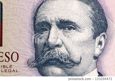 Carlos Pellegrini a closeup portrait from Argentine money Carlos Pellegrini a closeup portrait from Argentine money 133204472