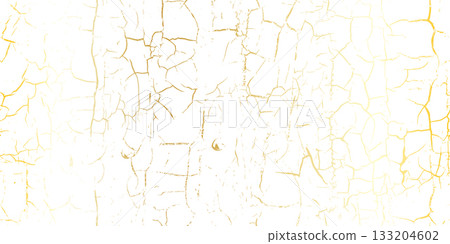 Gold overlay crack pattern on white as a seamless bg 133204602