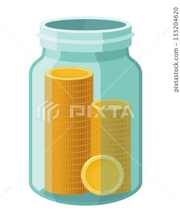Investing bottle money, icon. Money growing concept, finance savings tree, finances investment. Money growing plant step with deposit coin in bank concept 133204620